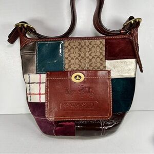 Coach 11356 Holiday Patchwork Bleecker Duffle Bucket Shoulder Bag Y2K Authentic